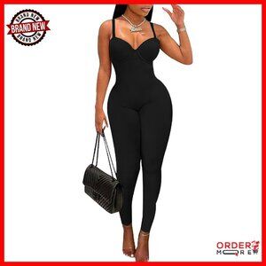Sexy Sleeveless Jumpsuit Bodycon Romper Stretchy Polyester Spandex Clubwear